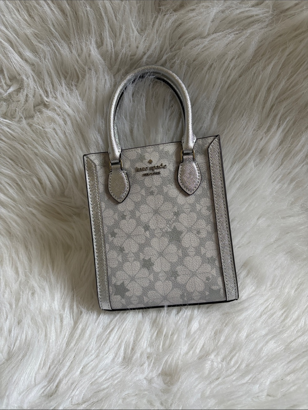 Kate Spade Silver Floral Mini Tote